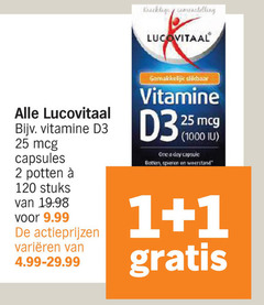  lucovitaal voedingssupplement 1 2 25 120 1000 vitamine capsules potten stuks varieeren one day capsule botten spieren weerstand 