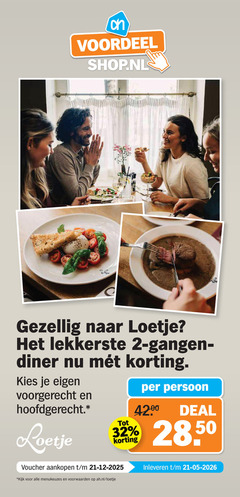  2 32 voordeel toetje diner voorgerecht hoofdgerecht persoon deal voucher inleveren ah.nl 