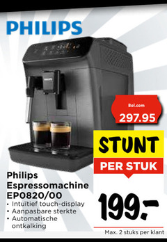  philips espressoapparaat 2 espressomachine 00 touch display sterkte automatische ontkalking bol.com stuk stuks 