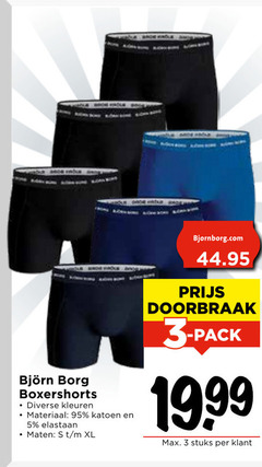  3 5 boxershorts kleuren materiaal katoen elastaan maten xl doorbraak stuks 
