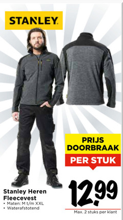  heren vest 2 stanley fleecevest maten xxl waterafstotend doorbraak stuk 12 99 stuks 