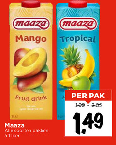  1 maaza mango tropical fruit drink pak soorten pakken liter 
