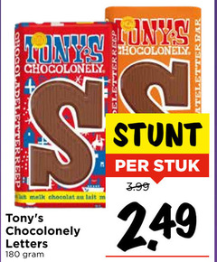  2 180 tonys chocolonely melk chocolat lait letters bar stuk 3.99 