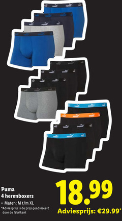  4 puma herenboxers maten xl geadviseerd 