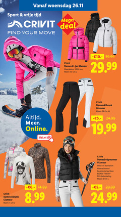  36 44 woensdag sport vrije mega deal your move online lidl.nl crivit glamour maten l jas waterkolom mm damesskibroek damesbodywarmer wind waterdicht waterafstotend bovenmateriaal bionic finish eco 