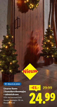  2 45 90 livarno home adventskrans warmwit licht hoogte boompjes cm krans 
