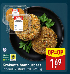 2 krokante hamburgers kaas hamburger krokant cajun beter leven dieren bescherming inhoud stuks 200-260 