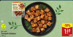  180 cubes tempeh marinated with ketjap plant based abc my blokjes 