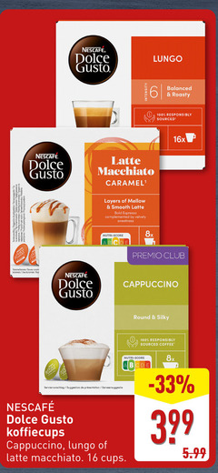  nescafe dolce gusto capsules 6 16 100 lungo intensity latte macchiato caramel layers mellow smooth bold espresso by velvety sweetness balanced roasty responsibly 16x nutri score 8x premio club saveur cappuccino round silky sourced coffee price suggestion serveersuggestie koffiecups cups b 5.99 