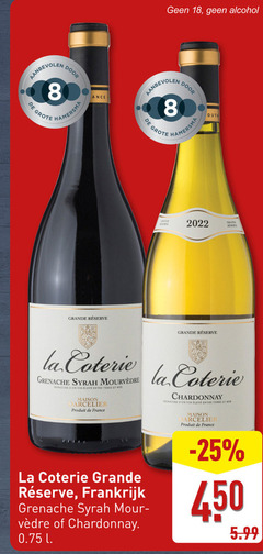  8 18 80 450 2022 alcohol hamersma grande reserve la grenache syrah mourvedre signature vin maison france chardonnay frankrijk l 5.99 
