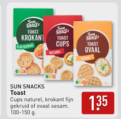  sun snacks toast krokant fijn gekruid cups naturel ovaal sesam nutri score 