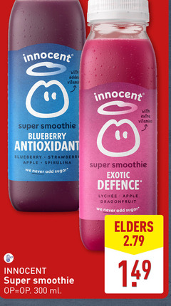  300 innocent with added vitamin vitamins super smoothie blueberry antioxidant strawberry apple spirulina sugar ml exotic defence lychee dragonfruit elders 