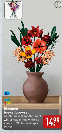  400 12 bloemen boeket bouwset roodtinten winterse kleuren 