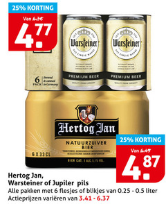  jupiler warsteiner hertog jan blikjes bier 1 6 25 33 brewed pack germany premium beer seit das einzig wahre naturally to purity quality from german natuurzuiver traditioneel water granen hopsoorten 5 pils pakken 0.25 liter varieeren 