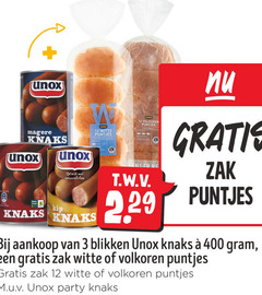  3 12 400 unox knaks bereid kip witte puntjes volkoren t.w.v. zak blikken party 