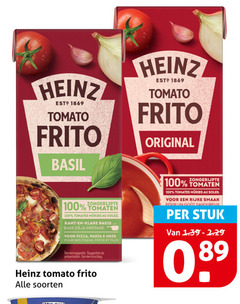  100 heinz tomato frito basil original zongerijpte tomaten tomates soleil kant basis base pizza pasta pour des pizzas pates serveersuggestie suggestion soorten fles rijke stuk 