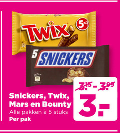  3 5 twix snickers mars bounty pakken stuks pak 