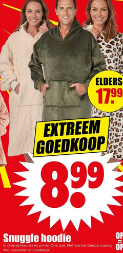  elders extreem snuggle hoodie kleuren prints one size warme sherpa voering capuchon 