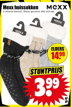  mexx huissokken xx kleuren warm gevoerd anti slip 5 elders 3.99 