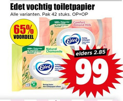  42 65 99 100 edet vochtig toiletpapier pak stuks voordeel deel comfort almond milk natural chamomile toiletpap papier toilette reinigt beter elders 