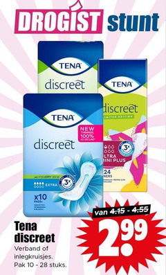  10 24 28 100 1000 droge tena discreet new thinner secure limited edition 3x zone pads kruisjes protege verband inlegkruisjes pak stuks 