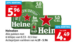 heineken blikjes bier 6 25 originele honneur reine pakken 6x 330ml liter varieeren 5.99 