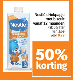  12 50 nestle drinkpapje biscuit toegevoegde suikers maanden pak liter 