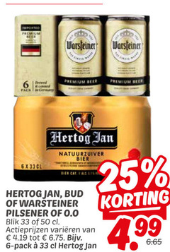  warsteiner bud hertog jan blikjes bier 6 25 33 50 imported premium beer pack natuurzuiver pilsener 0.0 blik varieeren 