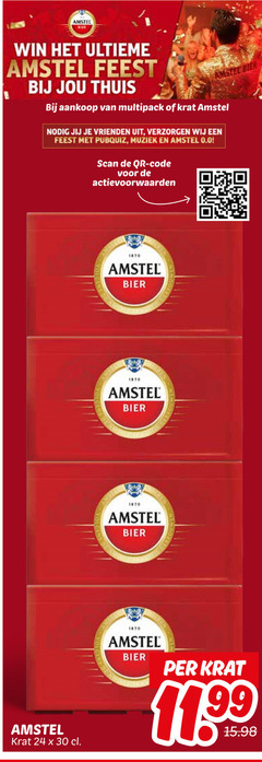  amstel krat bier 24 30 1870 win ultieme feest thuis multipack vrienden verzorgen pubquiz muziek 0.0 scan code 