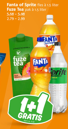  1 fanta sprite fles liter fuze tea pak zero peace new v.a. 
