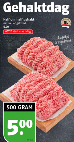  500 gehaktdag gehakt naturel gekruid start maandag nederlandse nl dagelijks vers kilo 