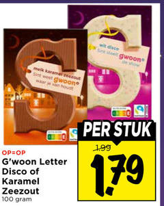 100 179 melk karamel zeezout sint weet gwoon    waar je van houdt op   letter disco of gram wit nt steelt gwoon   de show per stuk 1.99 