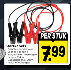  startkabels klemmen benzine aangedreven voertuigen lengte 2 4 capaciteit opbergtas stuk 