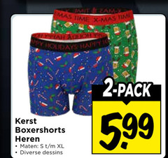  2 kerst time boxershorts heren maten xl dessins pack 5.99 