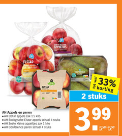 1 2 4 33 elstar snack bakken salade zoetzuur zoete kleine appeltjes sappig volzoet conference zoet appels peren zak kilo klasse nederland bio biologische schaal stuks 3.99 