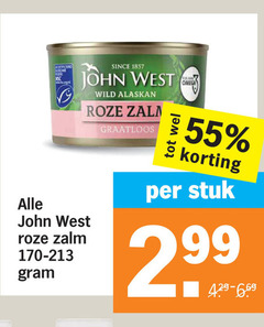  55 since john west roze zalm wild alaska graatloos omega stuk 