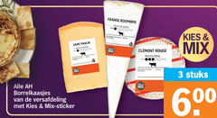  3 franse roombrie mild zacht soepel houdbaar saint paulin borrelkaasjes versafdeling mix sticker rouge romig pittig stuks 6. 00 