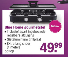  4 blue home gourmetstel ingebouwde regelbare afzuiging gietaluminium grillplaat lang snoer meter 