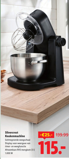  3 silvercrest keukenmachine weegschaal display weergave timer weegfunctie afneembare rvs mengkom l 