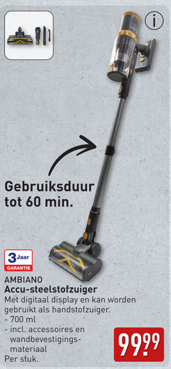  60 700 gebruiksduur min 3jaar accu steelstofzuiger digitaal display handstofzuiger ml accessoires materiaal stuk 