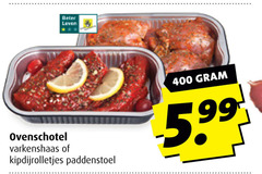  400 ovenschotel varkenshaas kipdijrolletjes paddenstoel 5.99 