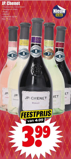  witte wijn rode rose 8 chenet chardonnay colombard sauvignon blanc rosee merlot cabernet syrah fles frais rond hamersma fund fruite feestprijs 3.99 