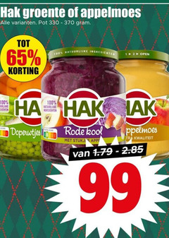  hak appelmoes groenteconserven 12 65 99 100 330 groente pot natuurlijke ingredienten open doperwtjes rode kool stukjes 