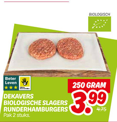  2 250 biologisch beter leven dekavers biologische slagers runderhamburgers pak stuks 3.99 