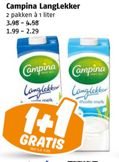  1 2 campina langlekker pakken liter melk v.a. 