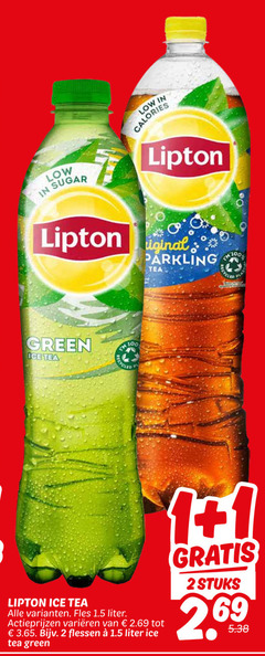  lipton ice tea 1 2 100 sugar calories teak green recycled fles liter varieeren flessen stuks 69 
