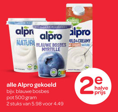  2 500 alpro mild creamy nature blauwe bosbes myrtille gekoeld pot stuks halve 