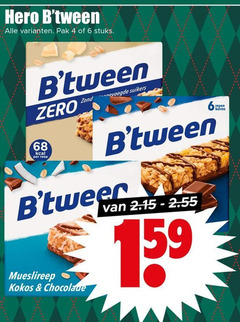  4 6 hero pak stuks suikers zero reep repen barres mueslireep kokos chocolade 15 