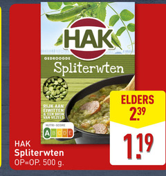  500 hak gedroogde spliterwten rijk eiwitten vezels nutri score elders 