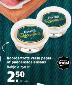  250 december noordertrots verse peper paddenstoelensaus bakje ml liter noorder trots 